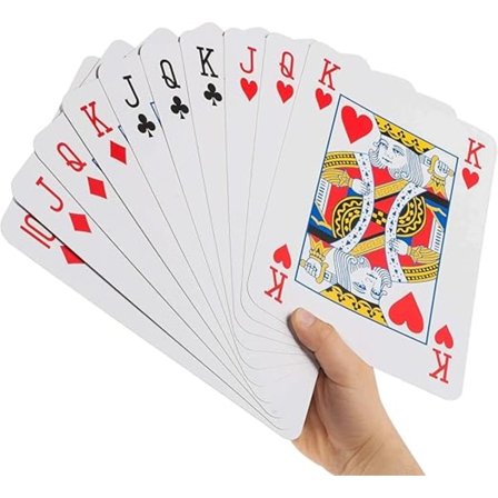 Jumbo pokerkort i XXL - Enorme pokerkort, kjempestor kortstokk med 52 kort