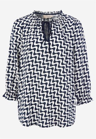 Freequent - Jacquardvävd blus - vit / blå / mönstrad - för damer - M (40) - Cellbes