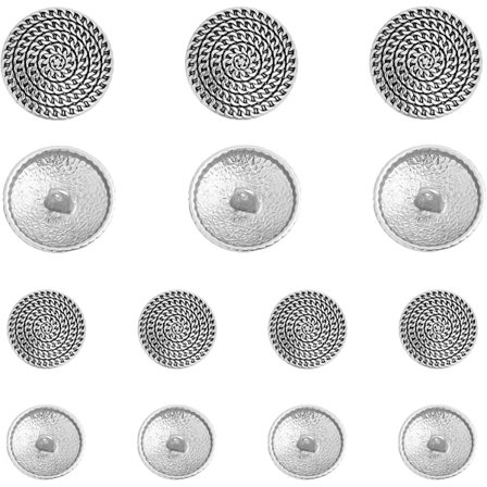 14 stk. Metal Blazer Knapsæt 18mm 23mm Antikke Sølvknapper, Sølvknapper med Skaft til Blazere, Rundformet Metal Knapsæt til Blazere, Sui