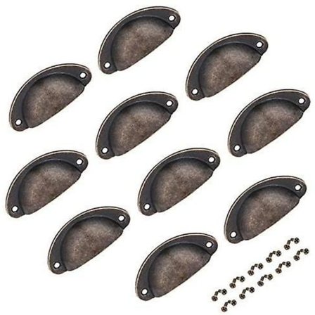 10 Skuffehåndtak Skålhåndtak 82x35 mm (antik bronse)