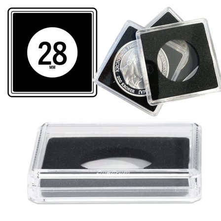 QUADRUM High firkantede møntkapsler til mønt Ø 28 mm - 50 stk.