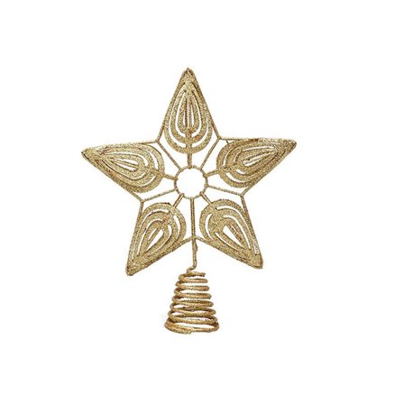 Gull Femtagget Stjerne Ornament i Smijern for Juletrepynt