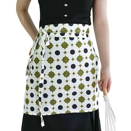 Forklæde Vandtæt Bomuld Halv Forklæder Køkken Forklæde med Stor Lomme til Bagning Restaurant Havearbejde Husarbejde Halv Forklæde(Hvid)