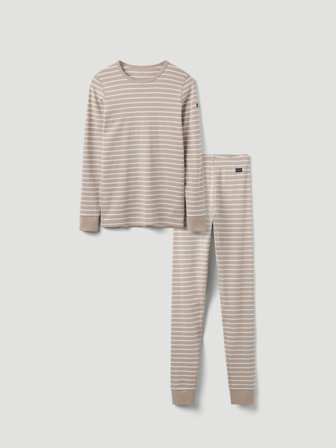 Set für Erwachsene aus Hose und Shirt, gestreift - L - kinderbekleidung - beige - Polarn O. Pyret