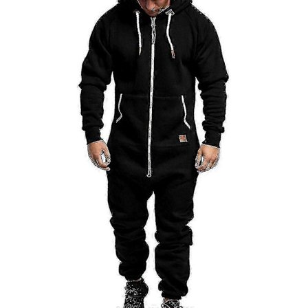 Herre Onesie Hettegenser Glidelås Jumpsuit Vinter Casual Hette Romper Playsuit