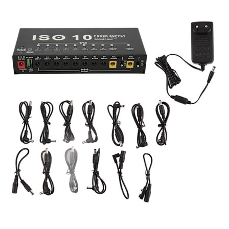 Isolert gitarpedal strømforsyning 10 utganger multi effekt med 2 justerbare spenninger EU-plugg 100-240V