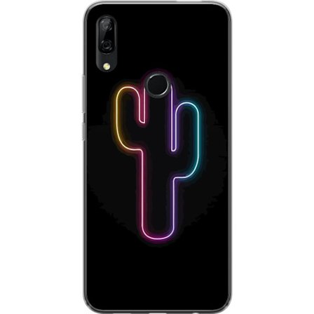 Yhteensopiva Puhelinkuori Huawei Huawei P Smart Z Neonpiirros kaktuksista vaaleanpunaisessa ja sinisessä valossa tummaa taustaa vasten