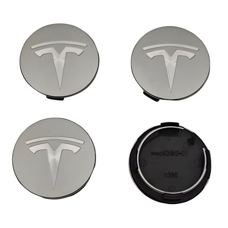 4-pakning Tesla Sentrumskapsler – Hjulkapsel Emblem 56mm_TF