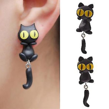 Gule-øjne Katteøreringe Tegneseriekat Lang Hale Splits Type Sød Kvinder Dangle Gave