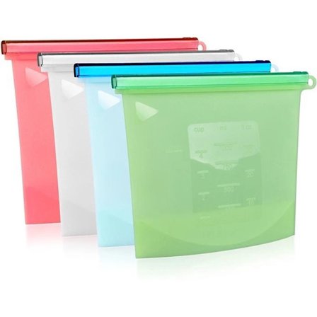 Matförvaring - Fryspåsar - Återanvändbara - Förvaringspåsar - Läcksäkra - BPA-fria - Matförvaring - Fräscha påsar - 4-pack