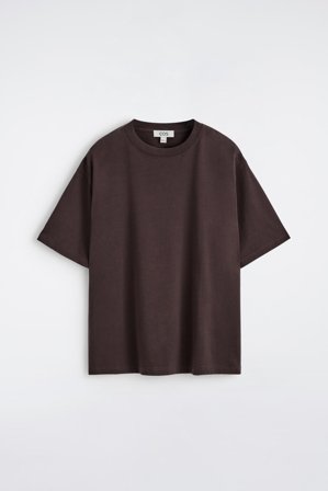 COS Men's Ledig Lätt T-Shirt I Bomull in Brun