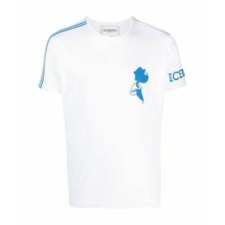 Iceberg, POP T-Shirt 1101 Wit, Heren, Maat:XL