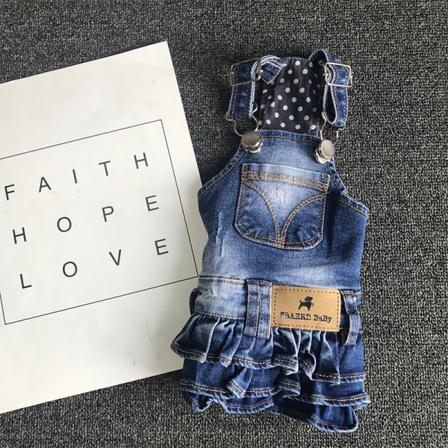 Kjæledyrsklær Elastisk Pet Denim-skjørt Hunder og katter Teddy Bichon Dark Blue XL bust 45 length 34