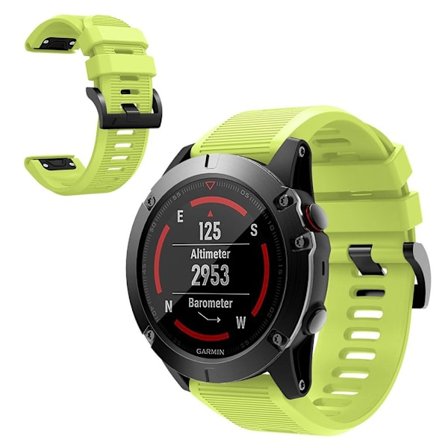 Garmin Fenix 5X silicone streak watch band - Flourescent Green