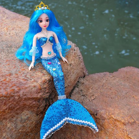 Blå Lejiafen Tongle Havfrue Prinsesse Dukke Børn Piger Til
