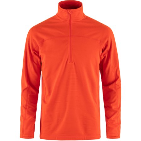 Fjällräven Herr's Abisko Lite Fleece Half Zip in Flame Orange | Size: Medium, Polyester