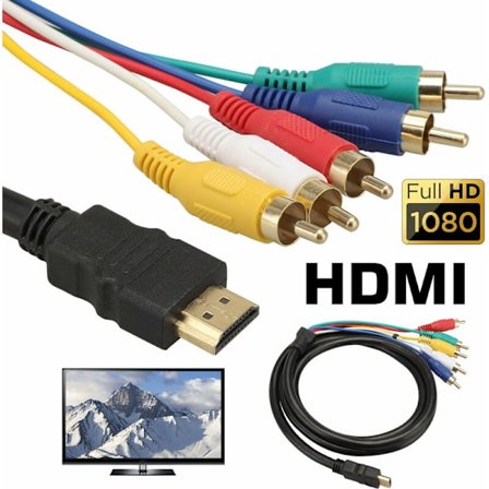 HDMI till RCA-kabel, HDMI till 5 RCA-omvandlaradapterkabel, 1080P HDMI till AV