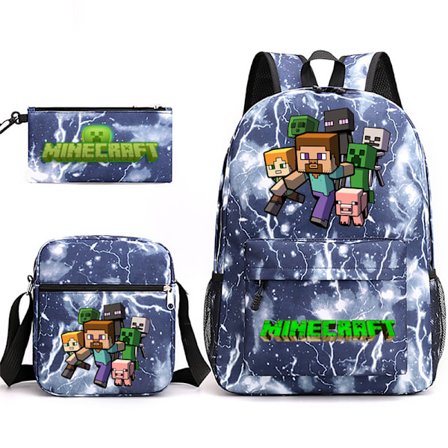 Minecraft 3-delars Set Ryggsäck Mochila Barn Kapacitetsväskor-3