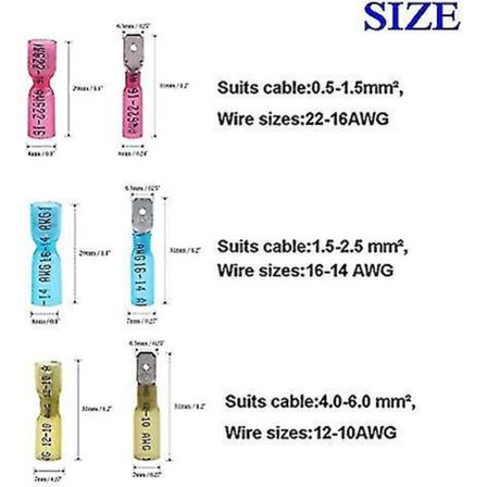 120 stk Varmekrympende Hun-Han Spade-Stikkontakt Sæt