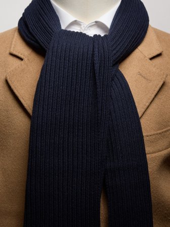 John Henric Men's Marineblauer Schal Gestrickt Size Onesize