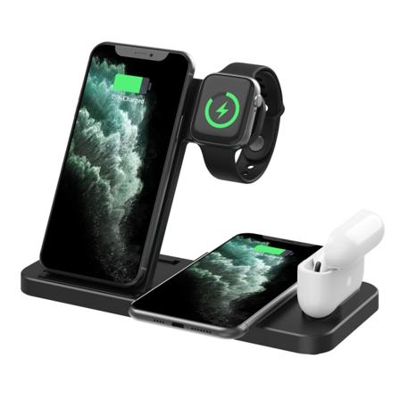 Neljän laitteen langaton laturi Apple-matkapuhelimelle, kuulokkeille ja Android-laitteille