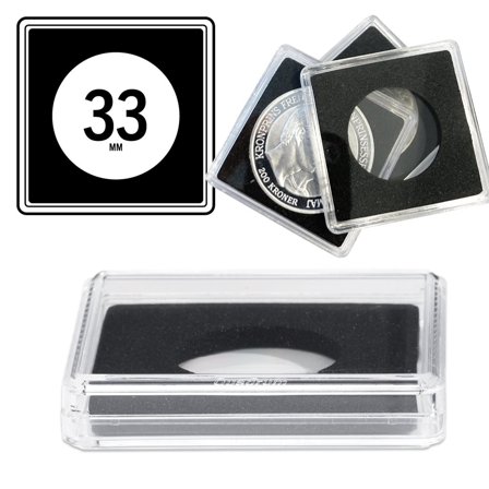 QUADRUM High firkantede møntkapsler til mønt Ø 33 mm - 50 stk.
