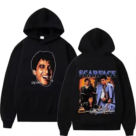 Movie Scarface Tony Montana Grafisk Hettegenser Menn Kvinner Casual Vintage Hip Hop Punk Hettegensere Herremote Rock Oversized Genser