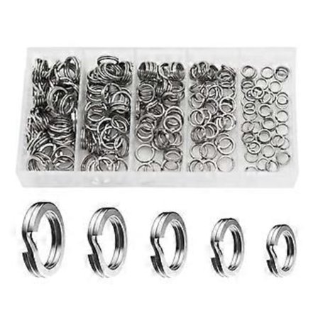 200 stk. 5 størrelser fiskespringringe 9 mm 8 mm 7 mm 6 mm 5 mm fiskekrog lokkemad ringe stik rustfrit stål dobbelte ringe clips