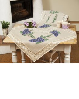 Mitteldecke Blaue Trauben mit Garn