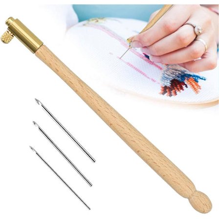 Valkoinen kirjontakoukku 3 neulalla 1mm/1mm/1.2mm Kirjontahelmi