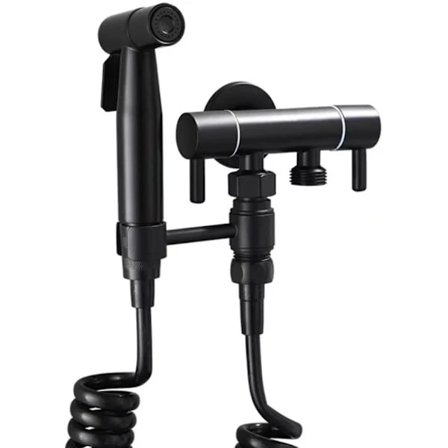 Kädessä pidettävä bidee-suihku WC:hen, 1-in-2-out kaksoisohjausventtiili, pesukone, käsisuihku bidee-liitin pesukoneeseen ja WC:hen