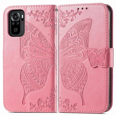 Xiaomi Redmi Note 10s - Flower Läder Fodral - Rosa