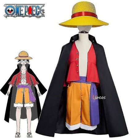 One Piece Series Wano Country Monkey D Luffy Cosplay set inklusive hatt(2XL)