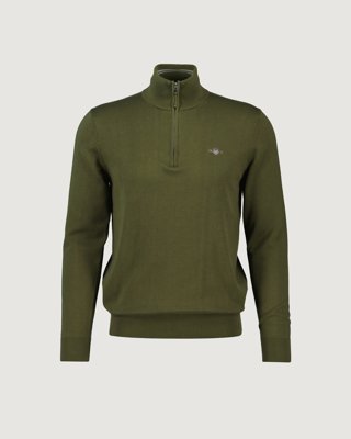 GANT - Klassisk bomullsgenser med half-zip til herre spray green