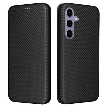 SKALO Samsung S25 Carbon Fiber Lompakkokotelo - Musta