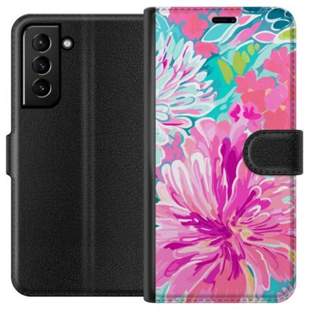 Samsung Galaxy S21+ 5G Lommeboketui Blomsterfjær
