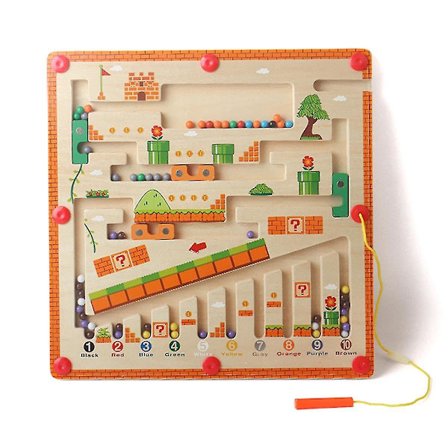 Magnetisk Farge- og Tallspill, Leke for 3+ år, Trepuslespill Aktivitetsbrett, Læring Utdannende