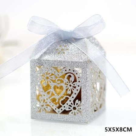 Kärlek hjärta laser klipp godis lådor med band favoriter box