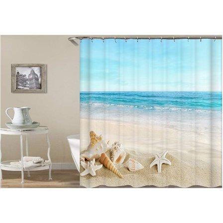 Mögelbeständig duschdraperi för stranden, vattentät duschdraperi i tyg