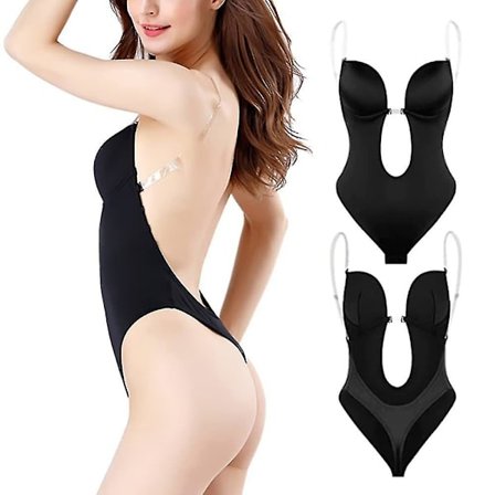 Kvinnor kastar djup V-ringad Body Shaper Axelbandslös Backless Body Shapewear