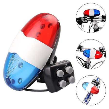 MTB Cykel 6 LED 4 Ton Ljud Cykelklocka Polisbil Ljus Elektronisk Signalhorn Siren (LGL)