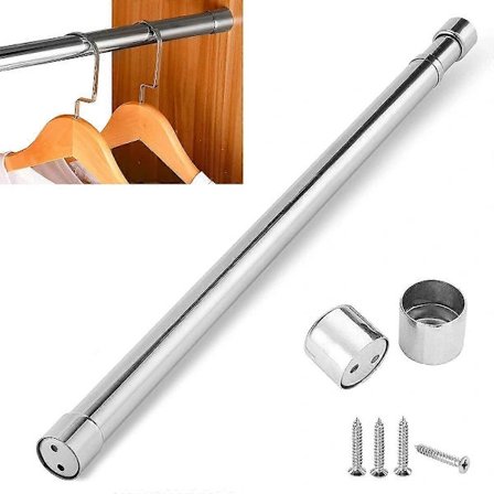 Utdragbar klesstang 56-100cm Rustfritt Stål Klesstang med Endestykker Skruer Justerbar Garderobestang
