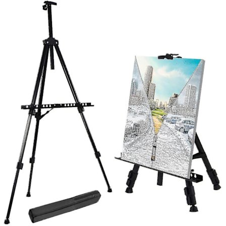 Forsterket Kunstlerstaffeli, Ekstra Tykk Aluminium Metall Tripod Display Staffeli 21" Til 66" Justerbar Høyde Med Bærbar Veske For Gulv/Bordplate 