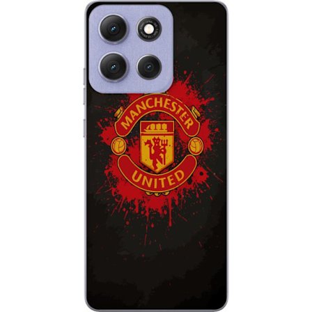 Kompatibelt Mobildeksel til Motorola Motorola Moto G86 Power Manchester United logo i rød og gul farge med røff sportslig bakgrunn