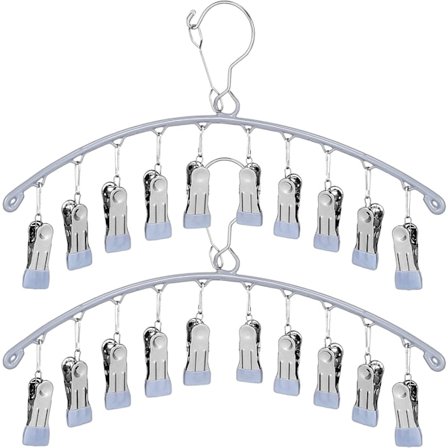Sock Drying Hanger Clips Dryer: 2 st Traceless Sock Dryer med 10 Anti-Slip Pegs Vindtät Underkläder Hängande Rack Rostfritt