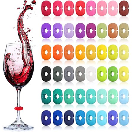 48 stk. vinglas charmemarkører silikone drikkemarkører til vinglas champagnefløjte cocktails