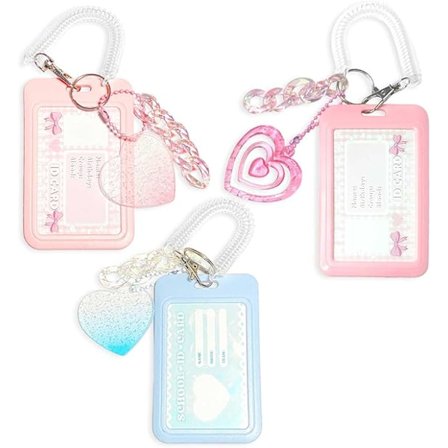 3 stk. fotokortholder nøglering med kærlighedshjerte vedhæng til bordpladedekoration