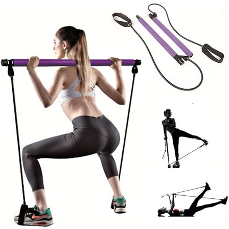 Bærbar Yoga Pilates Bar Kit, Pilates Udstyr Med Modstandsband Bar Til Total Krops Træning, Yoga, Fitness, Stræk, Modstandstræning Hjemme