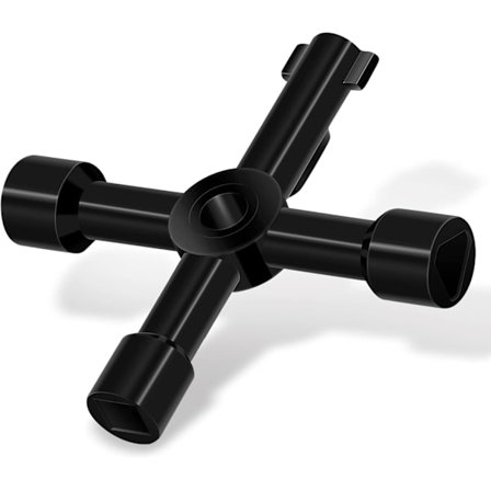 SOL 4-veis Nøkkel, Radiator Nøkkel, Gassmålerboks Nøkkel, Gassnøkkel for Måleravlesning, Målerskap Nøkkel, El-målerboks Nøkkel, Panel Nøkkel 