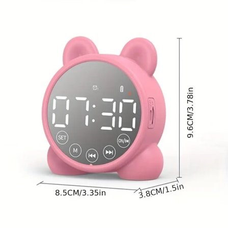 Digital väckarklocka, smart klocka, portabel högtalare, FM-radio, mini sminkspegel, skrivbordsklocka